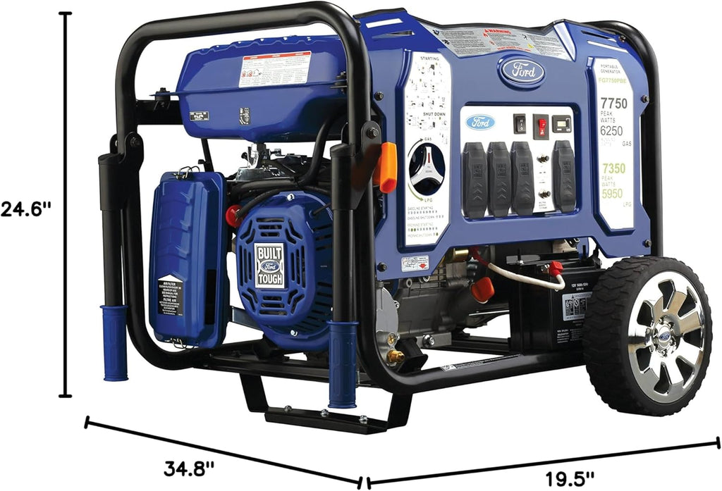 Ford 7750W Dual Fuel Inverter Generator with Electric Start – 120V/240V Portable Power Generator