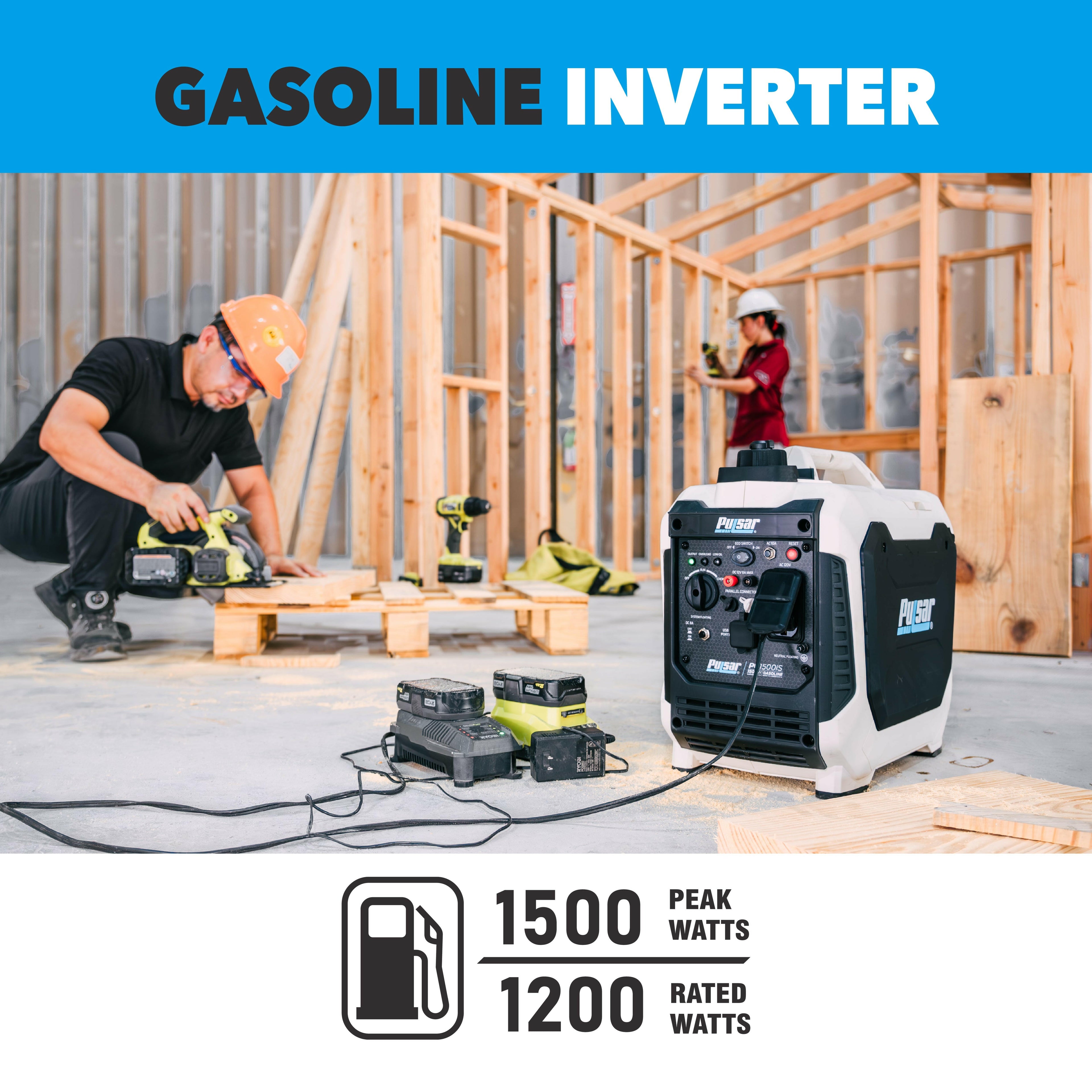 PULSAR GAS 1200W Peak 900W Rated 2-Stroke Portable Inverter Generator