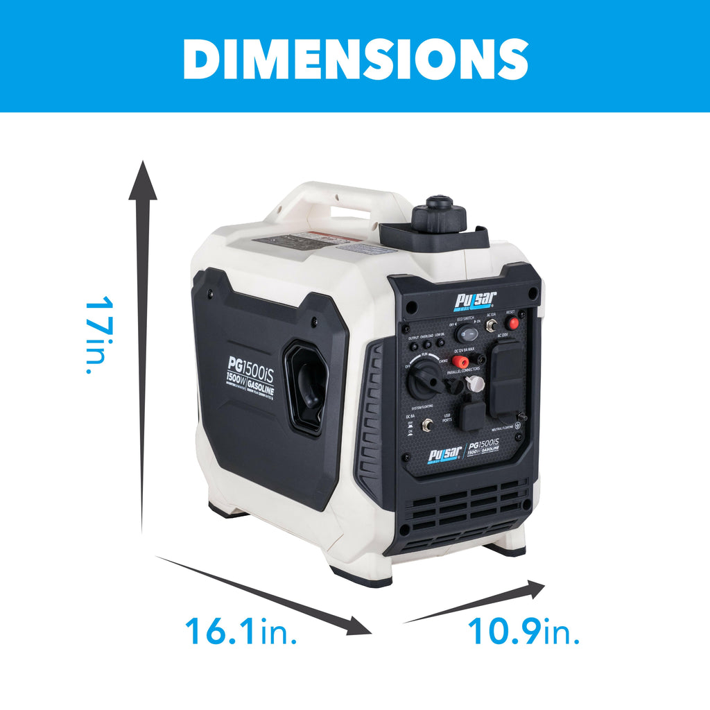 PULSAR GAS 1200W Peak 900W Rated 2-Stroke Portable Inverter Generator