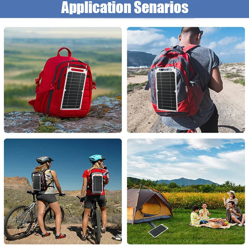 30W Portable Solar Panel USB Type-C Waterproof Charging Panel for Hiking, Camping & Outdoor Use