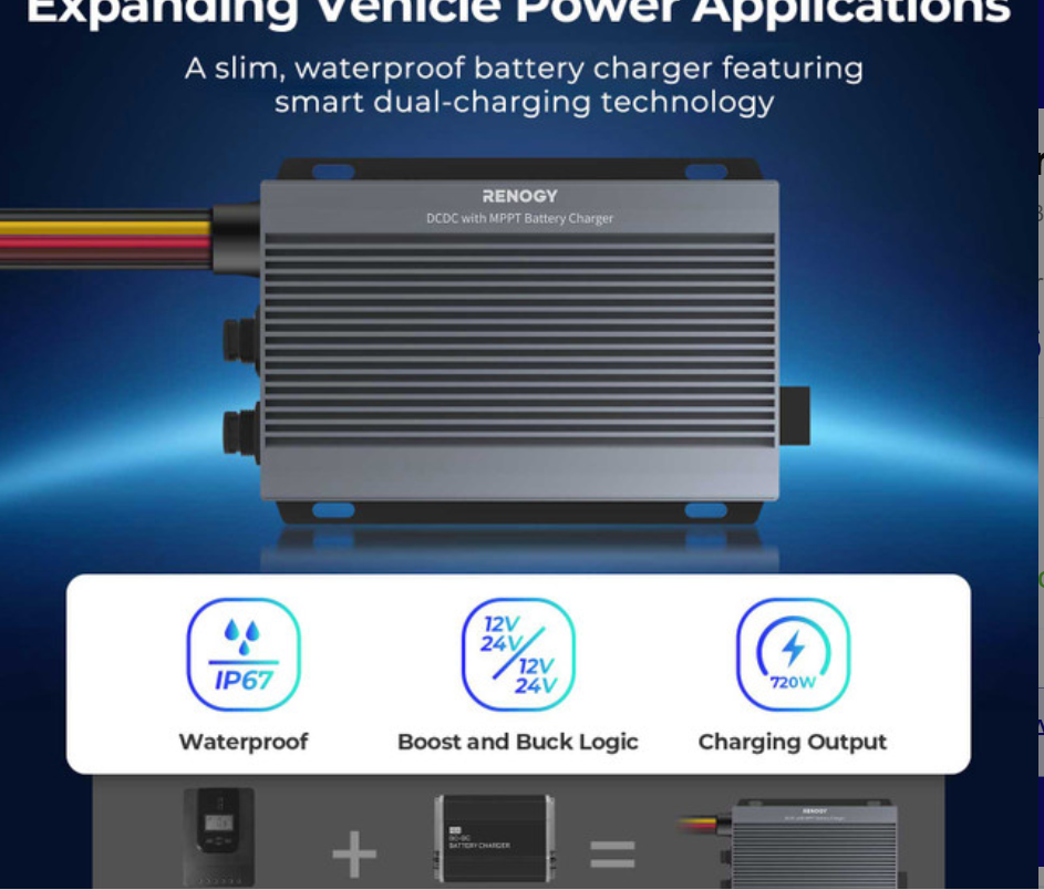 Renogy IP67 50A DC-DC Battery Charger with MPPT & Bluetooth Monitoring